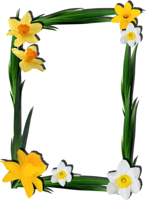 Spring Daffodil Frame Design.png PNG Image