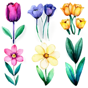 Spring Flowers Watercolor Png Sjl PNG Image