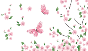 Springtime Blossomsand Butterflies PNG Image