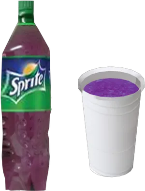 Sprite Bottleand Purple Liquidin Bucket PNG Image