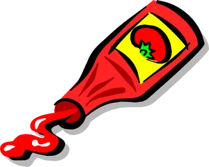 Squeezed Ketchup Bottle Illustration PNG Image