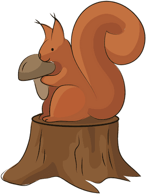Squirrel_ Holding_ Mushroom_ On_ Stump PNG image with transparent background