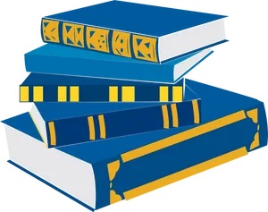 Stacked Blue Books Illustration PNG Image