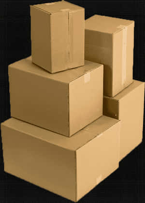 Stacked Cardboard Boxes Dark Background PNG with transparent background