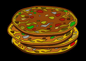 Stacked Cartoon Pizzas Illustration PNG image with transparent background