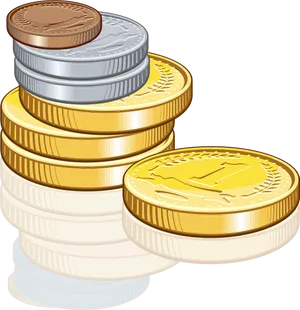 Stacked Coins Illustration PNG Image