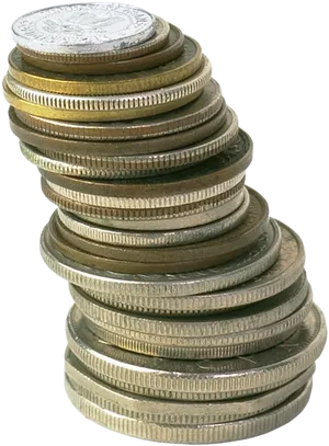 Stacked Coins Tower PNG Image