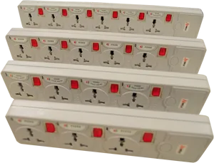 Stacked Electrical Power Strips PNG Image