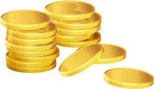 Stacked Gold Coins Illustration PNG Image