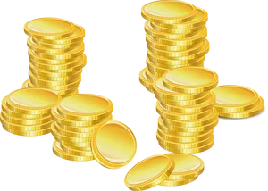 Stacked Gold Coins Illustration PNG Image