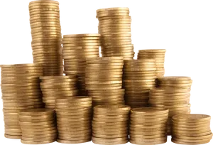 Stacked Gold Coins Treasure PNG Image