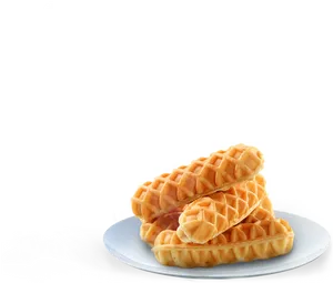 Stacked Golden Waffleson Plate PNG Image