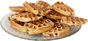 Stacked Homemade Waffleson Plate PNG Image