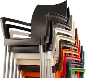 Stacked Modern Chairs Variety Colors PNG Image