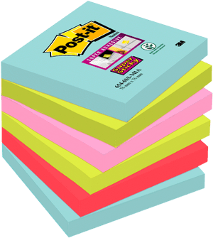 Stacked Postit Notes Multi Color PNG image with transparent background