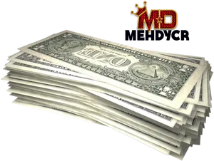 Stackof One Dollar Bills PNG Image