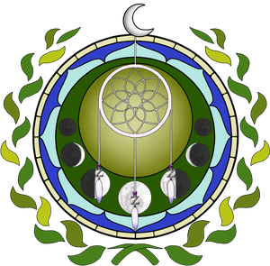Stained Glass_ Crescent Moon And Seed Of Life.png PNG image with transparent background