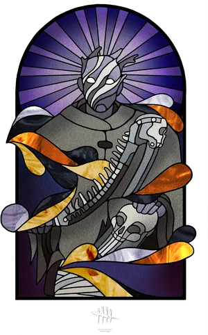 Stained Glass Horror Artwork PNG Image