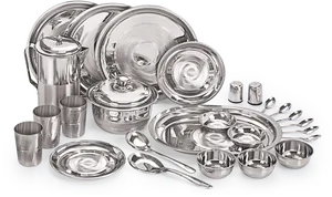 Stainless Steel Dinnerware Set PNG Image