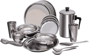Steel Dinner Set Png, Transparent Png PNG with transparent background
