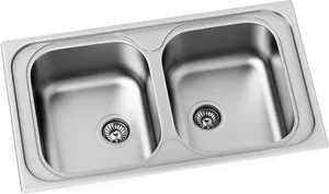 Stainless Steel Double Bowl Kitchen Sink PNG Image