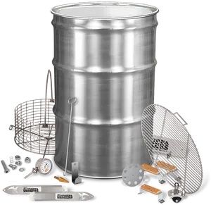 Stainless Steel Smoker Kit Components PNG Image