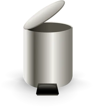 Stainless Steel Trash Can Open Lid PNG Image