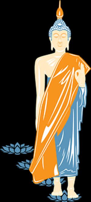 Standing Buddha Graphic PNG image with transparent background