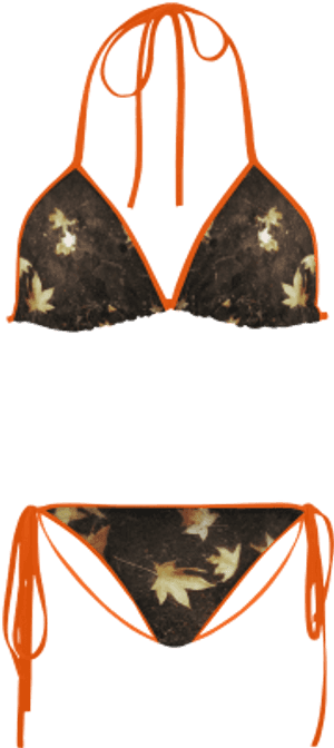 Fallen Leaves Custom Bikini Swimsuit - Thin Blue Line Bikini Top PNG