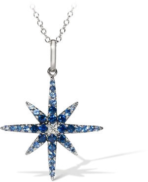 Star Pendant Blue Gemstones Silver Chain PNG Image