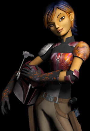 Star Wars Animated Character Sabine Wren PNG image with transparent background