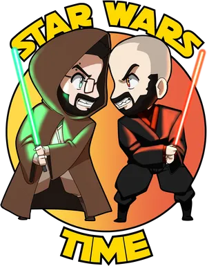 Star Wars Cartoon Duel PNG Image