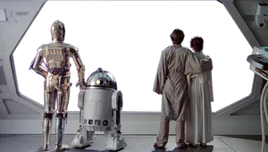 Star Wars Characters Looking Out Spacecraft Window PNG Image