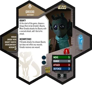 Star Wars Greedo Character Card PNG Image