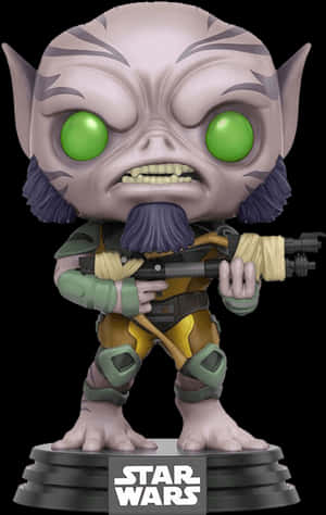 Star Wars Green Eyed Alien Figurewith Blaster PNG image with transparent background