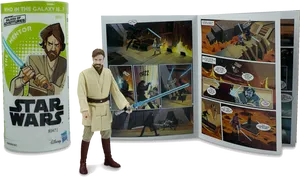 Star Wars Obi Wan Kenobi Action Figureand Comic PNG Image