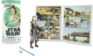 Star Wars Rey Action Figureand Comic Set PNG Image