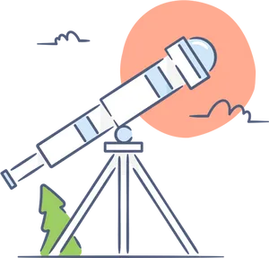 Stargazing Telescopeand Sunset PNG Image