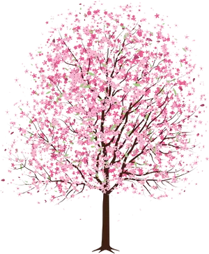 Starry Cherry Blossom Tree PNG Image