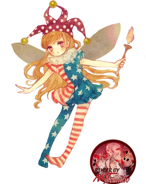 Starry Fairy Anime Art PNG Image