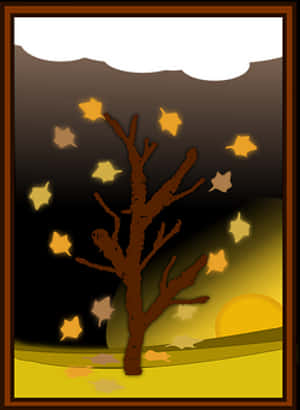 Starry Sunset Tree Artwork PNG with transparent background