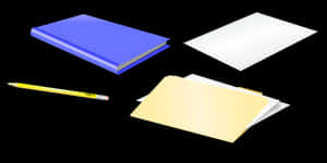 Stationery Itemson Black Background PNG