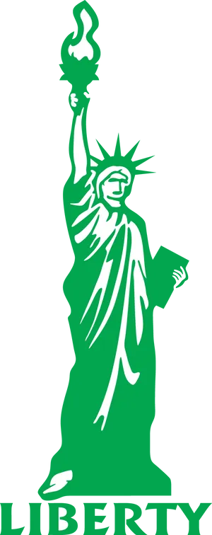 Statueof Liberty Green Silhouette PNG Image