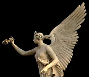 Statuesque Angel Holding Flowers PNG image with transparent background