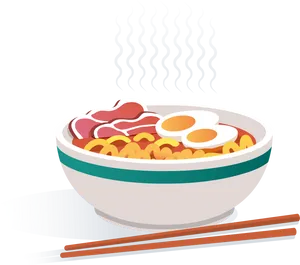Steaming Bowlof Ramen Illustration PNG Image