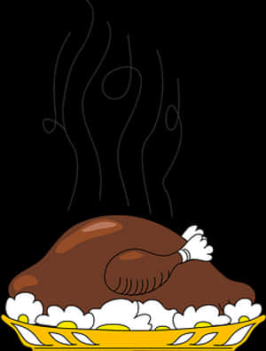 Steaming Roast Turkeyon Platter PNG image with transparent background