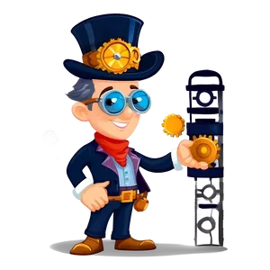 Steampunk Inventor Cartoon Character Png Oub PNG Image