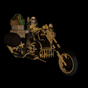 Steampunk Motorcycle Adventure PNG with transparent background