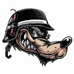 Steampunk Wolf Cartoon Illustration PNG Image