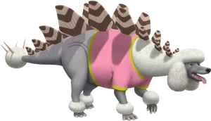 Stegosaurus Poodle Hybrid Creature PNG Image